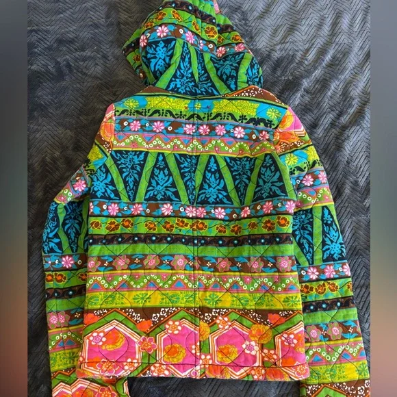 Allihop Quilted Hooded Cotton Jacket Boho Patchwork Colorful Coat - Picture 10 of 12